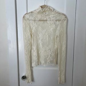 Free People lace shirt, cream, size medium